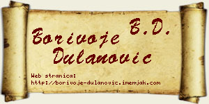 Borivoje Dulanović vizit kartica